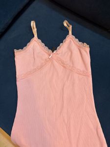 H&amp;M Pink Lace Trim Dress