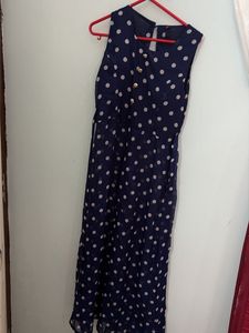Navy Polka Dot Maxi Dress