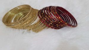 Set of 20 Red & Gold Bangles