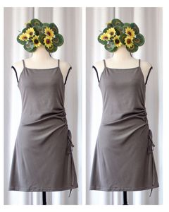 Casual Gray Tank Dress with Side Tie