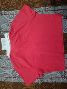 Shein Red Cropped Polo T-Shirt