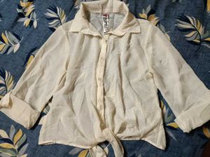 SHEER BUTTON-DOWN TOP