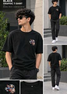 Premium Black T-Shirt for Men | Minimal Chest Grap