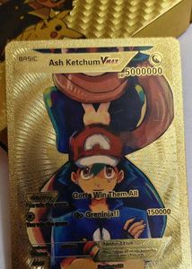 Rare Ash Ketchum VMAX Gold Pokemon Card 5000000 HP