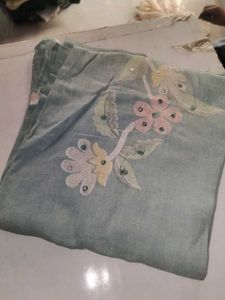 Light Blue Embroidered Blouse