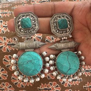 Boho Turquoise brass Earrings