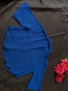 Blue &amp; Black Patchwork Long Sleeve Top