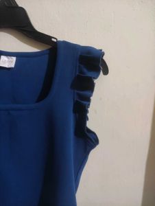 Stylish Blue Cap Sleeve Top