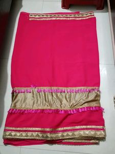 Pink & Gold Saree with Border