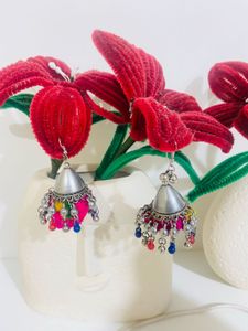 Boho Colorful Jhumka Earrings