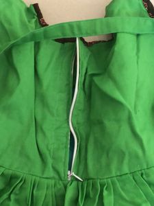 Stiched Cute Green Frock with Print Border