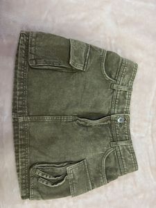 Olive Green Cargo Mini Skirt 23 Inch waist