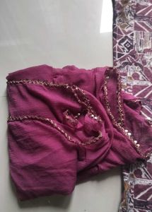 purple Printed Kurta Set with Dupatta