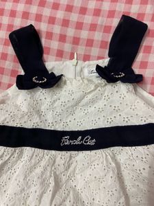 Cute White Eyelet Dress with Black Accents