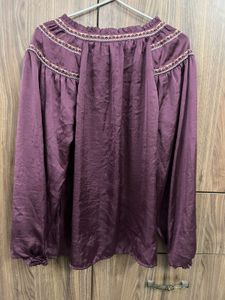 LUCKY BRAND Embroidered Burgundy Blouse