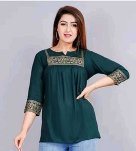 Embellished Teal Kurta Top
