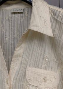 Elegant Off-White Embroidered Shirt