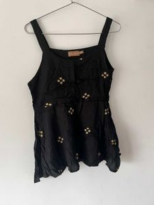 Black Embroidered Tunic Top