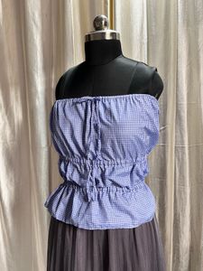 gingham blue tube top
