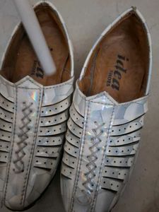 Stylish White Leather Cut-Out Shoes