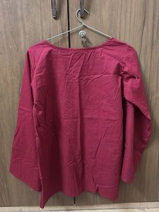 Elegant Red Cotton Kurta