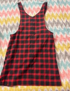 Red Plaid Pinafore Dress