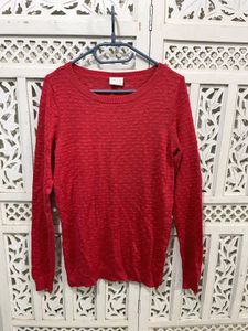 🌸 Imported Vila Red Textured Knit Sweater H