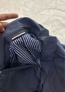 Men's Blue Blazer &amp; Striped Shirt Set