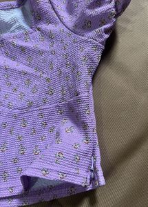 Cute Purple Floral Crop Top