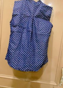 New Blue Polka Dot Sleeveless Shirt