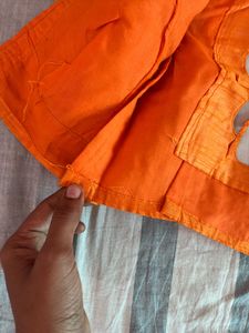 Elegant Orange Embroidered Silk Saree