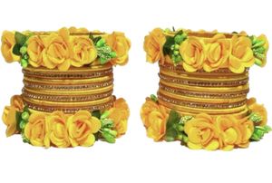 Yellow Flower Bangles Set