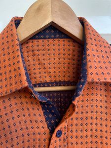 Orange Colour Stitched Shirt For Men