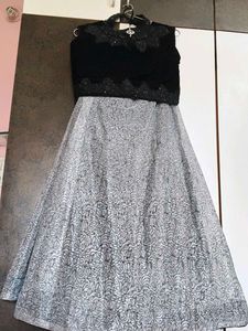Women's Black &amp; Silver 4-Piece Western Lehenga Set