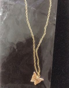 Purple Butterfly Pendant Chain In Gold