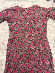 Stylish Grey Floral Print Kurta
