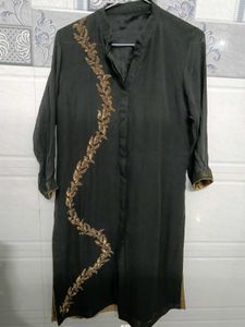 Elegant Black Kurti with Copper Embellish