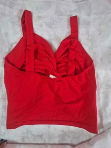 Red Twist Front Ruched Tank Top