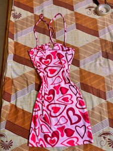 Cute Heart Print Mini Dress
