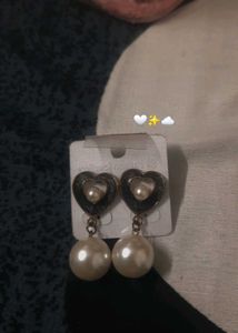 Heart & Pearl Dangle Earrings