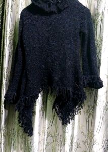 Elegant Black Fringe Cardigan