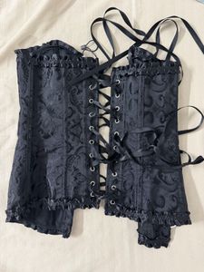 Black Brocade Corset Top