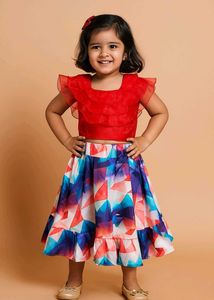 Frill Red Top & Skirt Set