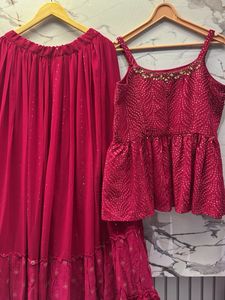 Embellished Peplum Kurta with Dupatta