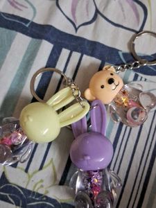 Cute Bunny & Bear Keychain Set