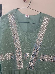Elegant Teal Mirror Work Kurta