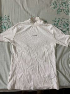 Calvin Klein Jeans White Mock Neck Tee