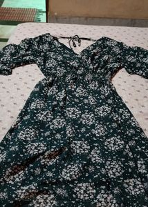 Romantic Green Boho Floral Dress