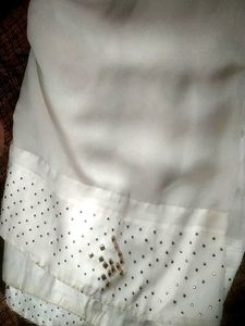 Elegant Off-White Embellished Saree