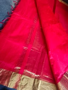 Red Tussar Silk Saree